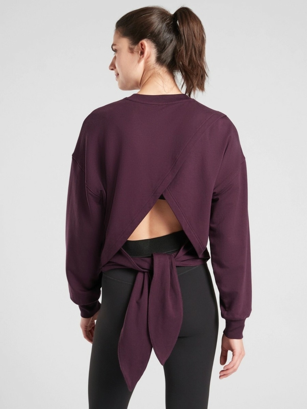 Women's Long-Sleeve Crewneck Pullover Sweatshirt - Plum - Picture 2 of 7
